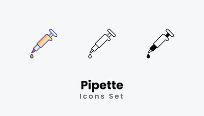 Pipette Icons thin line and glyph vector icon stock illustration