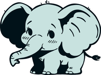 Cute Elephant Baby Adorable Animal Vector Illustration