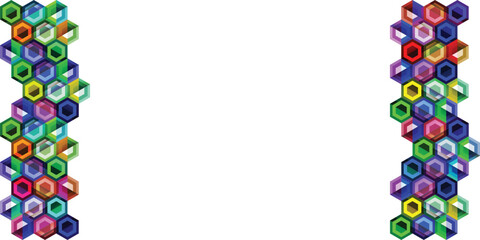 Abstract geometric background. Modern overlapping hexagons. Unusual color shapes for your message. Business or tech presentation, app cover template