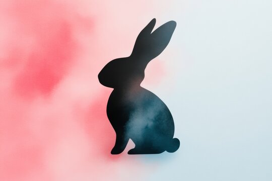 easter bunny greeting card, contemporary easter card with geometric bunny on soft watercolor background ideal for your personal message