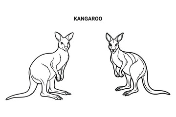 Editable Kangaroo Isolated Outline Vector Illustration