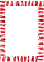 Fototapeta premium Red Watercolor Minimalist Border with Striped Pattern.