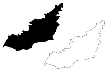 Lahij Governorate (Governorates of Yemen, Republic of Yemen) map vector illustration, scribble sketch Lahij map