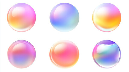 Blur gradient circle abstract shape with gradation of fluid color on transparent background. Vector set of soft geometric form mesh elements with blurry effect. Vibrant iridescent splash sticker.