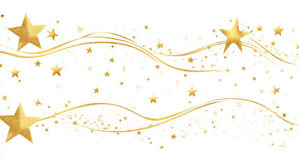 Gold star with magic curve trail on transparent background. Realistic vector illustration set of bright glowing twinkle with flare tail and sparkles. Motion of falling and shooting fairy meteor.