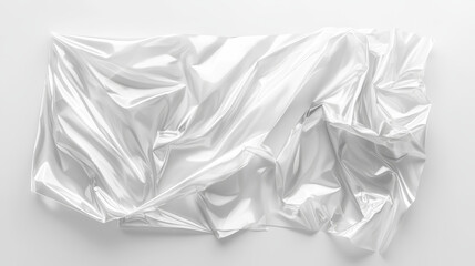 Stretched cellophane banner, realistic crumpled or folded texture vector illustration. Clear transparent polyethylene top of plastic container, tape or elastic wrapping paper for food or snacks bag