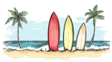 Surfboard on the beach	
