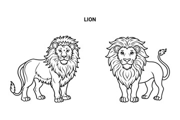 Editable Lion Isolated Outline Vector Illustration