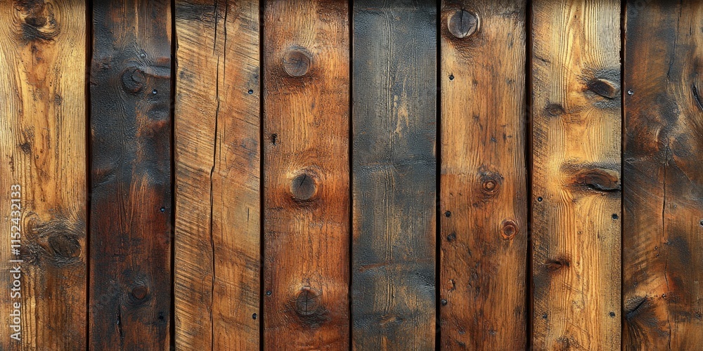 Poster a close-up shot of a wooden fence with visible nails, suitable for use in scenes depicting rustic or