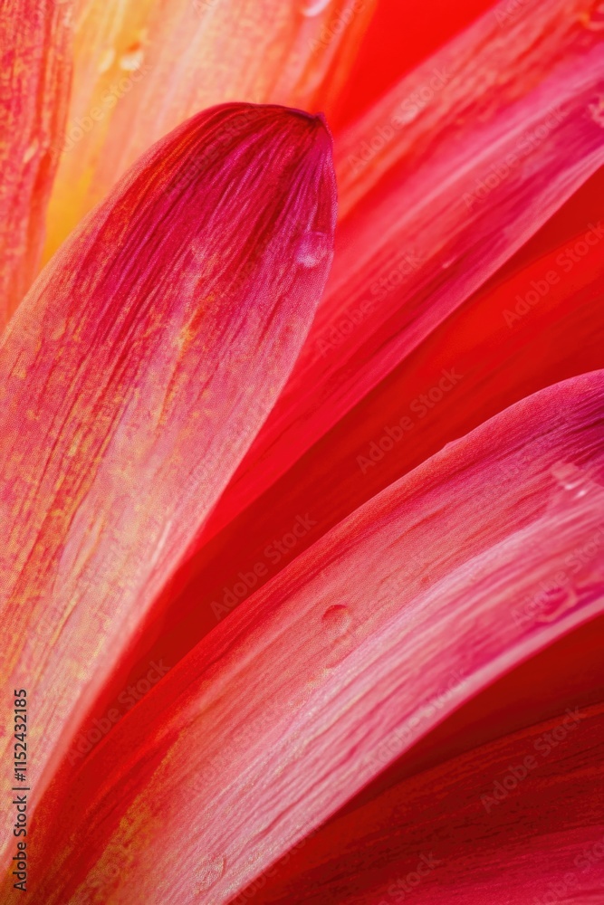 Poster a close-up shot of a red flower with water droplets on its petals, great for use in botanical or nat