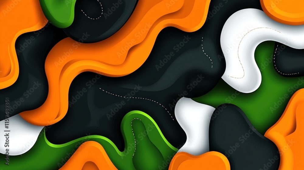 Poster wavy shapes in vibrant colors create an abstract pattern that adds depth and dimension to any design