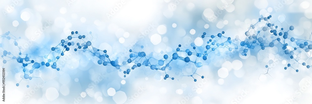 Poster visual of interconnected molecules in blue tones creating a dynamic background effect