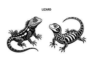 Editable Silhouette Lizard Isolated Vector Illustration