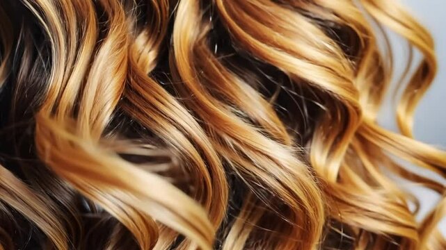 Slow motion shot of waving blond hair. Beautiful healthy long smooth flowing hair.