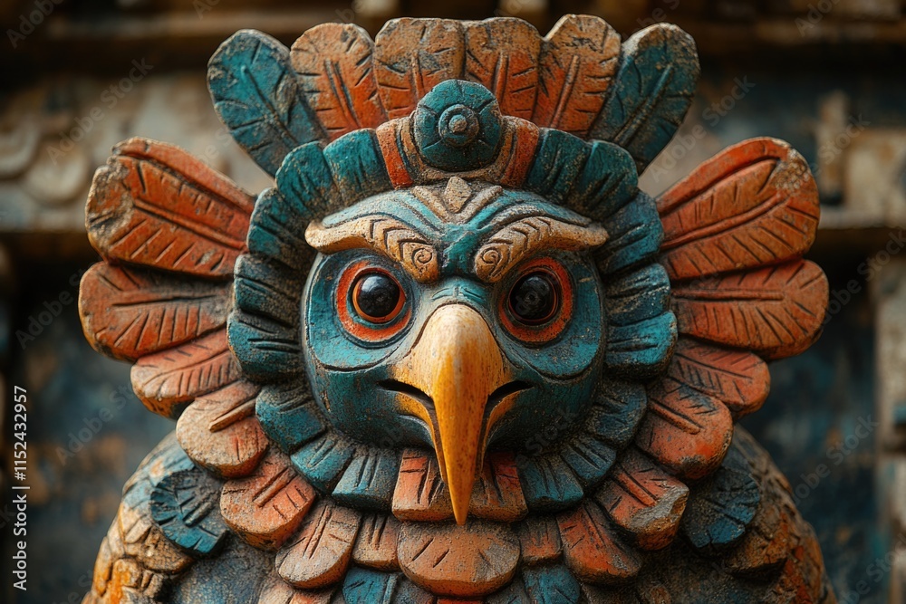 Poster a detailed view of a bird statue, ideal for use in designs related to nature or wildlife