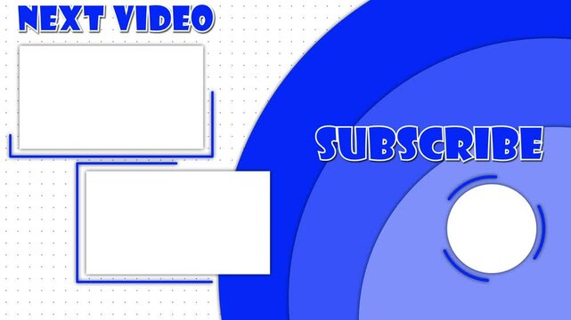 青色のドット背景と円のYouTube用エンドカード