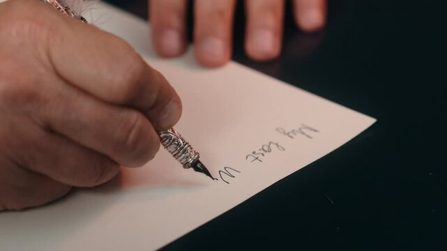 Old Caucasian man writing last will male pensioner elderly document testament estate law aged inheritance property preparing death wish notary office home business grandfather finance signing trust