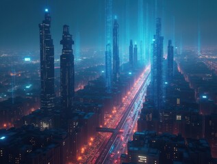 Fototapeta premium city skyline at night