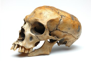 Fototapeta premium Close-up shot of a human skull on a white background, ideal for use in medical or educational settings