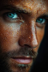 Close up portrait of a man with distinctive freckles on his face