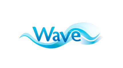 Wave logo with text styled as a blue wave on white background