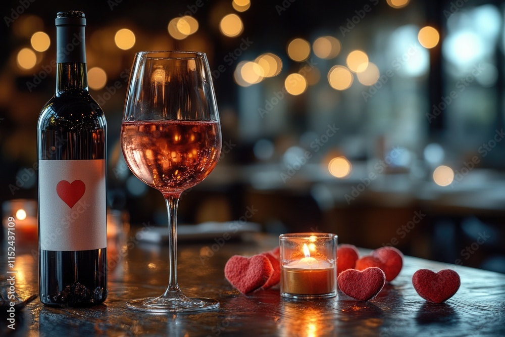 Poster a glass of wine and a bottle of wine placed on a table