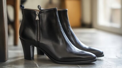 Enhance your autumn style with chic black leather ankle boots featuring a zip and stylish heels perfect for fall fashion