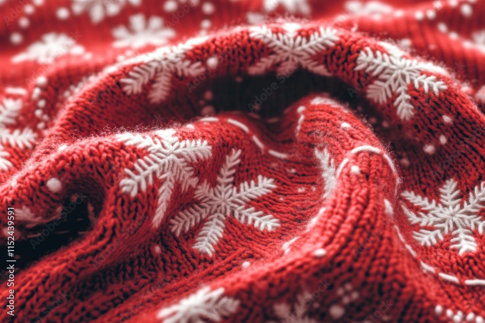Poster cozy snowflake patterned blanket with red and white colors