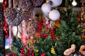 christmas wallpaper or background taken from the christmas market in Granollers Barcelona Spain