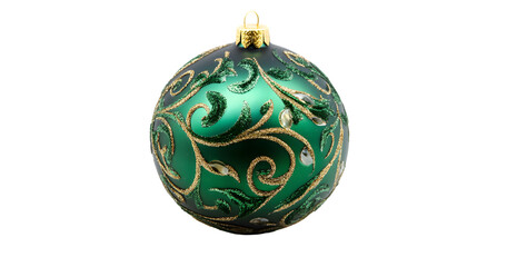 Elegant Green Christmas Ornament with Intricate Gold Design for Holiday Decor