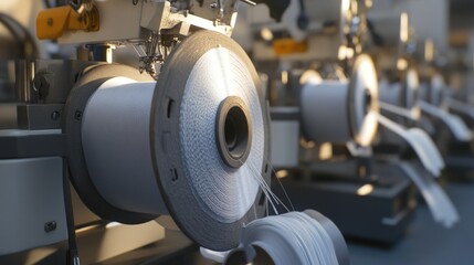 A row of machines in a factory setting