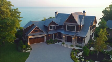 Impressive luxury property exterior with lavish design elements photo