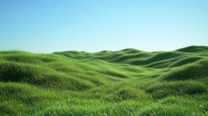 Obraz premium A peaceful scene of lush green grass with a clear blue sky above