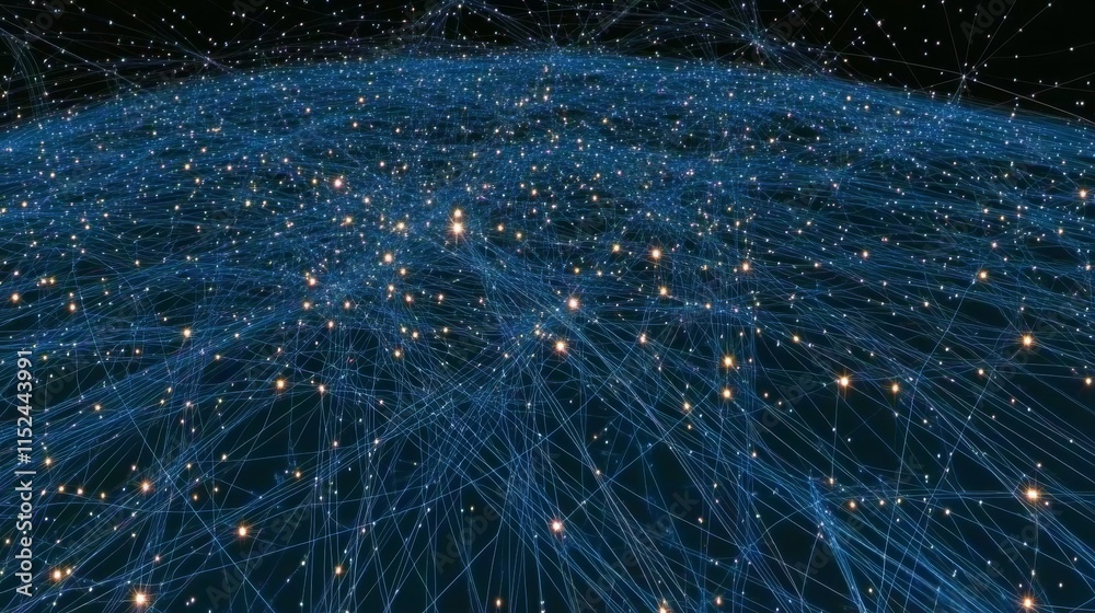Poster connection of technology with digital big data. abstract visualize of digital data flow on a blue ba