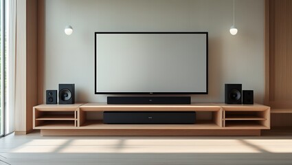 blank white tv screen in living room
