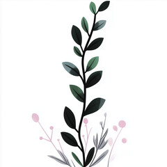 Fototapeta premium Cute minimalistic plant illustration on white background 