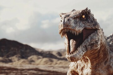 A close-up view of a dinosaur's open mouth, suitable for prehistoric or science-themed illustrations