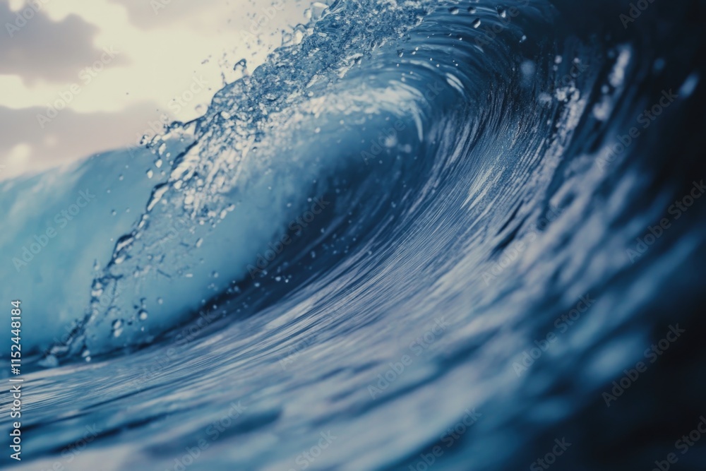 Poster A powerful wave crashes into the ocean, creating a splash and foam