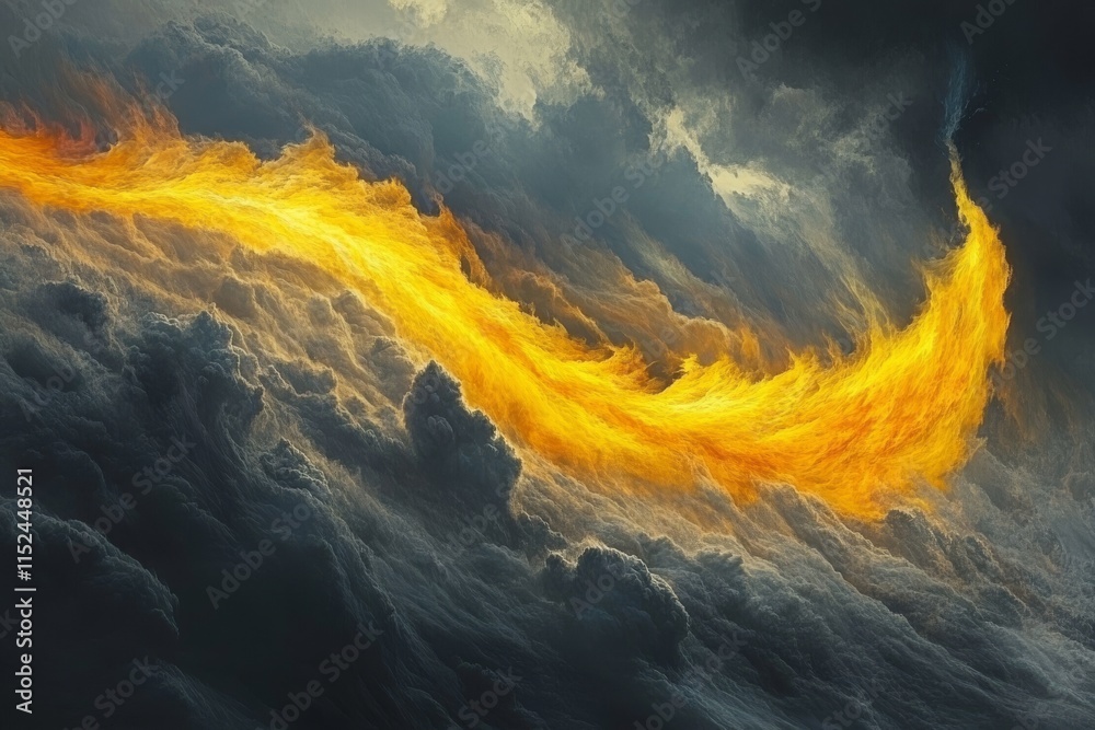 Poster a digital background showcasing a vortex of glowing particles and lines, depicting a data stream or 