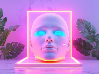 A featureless form highlighted by a purple and blue gradient, standing for modern AI technology, digital identity, and minimalist design concepts in creative art and contemporary aesthetics.