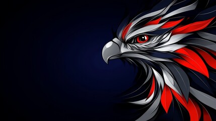 Fototapeta premium In this digital piece, an eagle head is depicted with white and orange flowing feathers, highlighting a dynamic form and rich, intricate details.