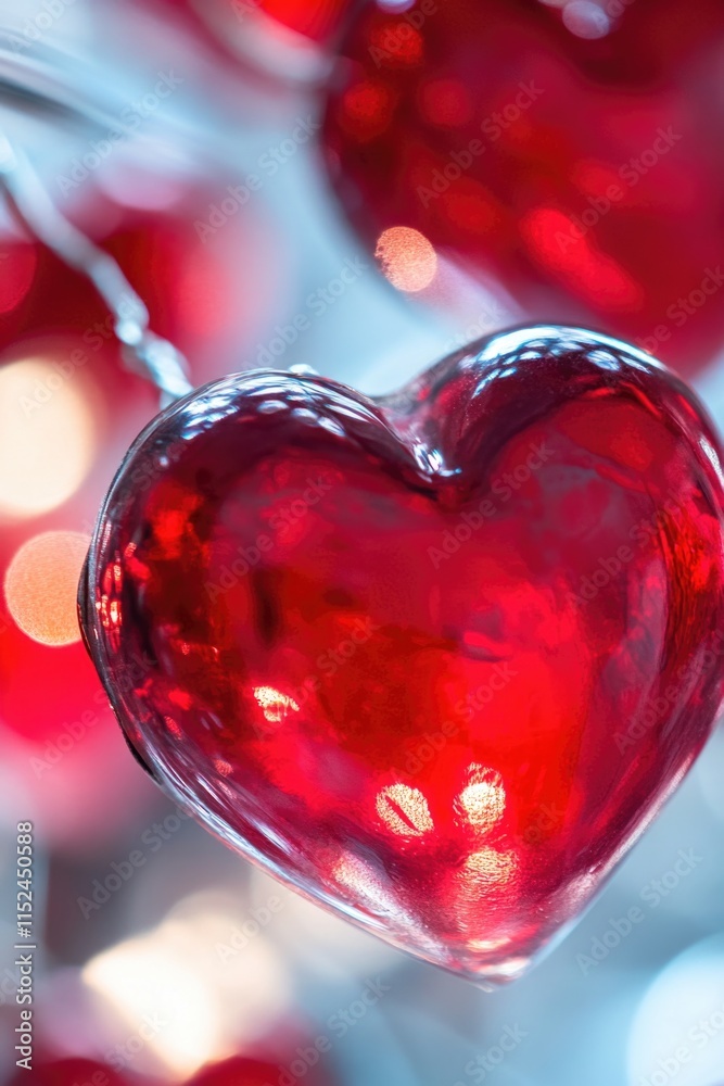 Aufkleber A red heart hangs from a string of lights