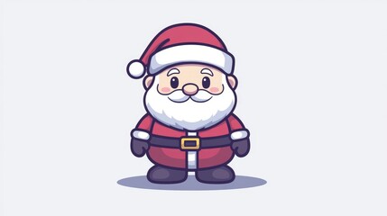 Children's drawing of Santa Claus in red coat and hat on pure white background New Year with holiday