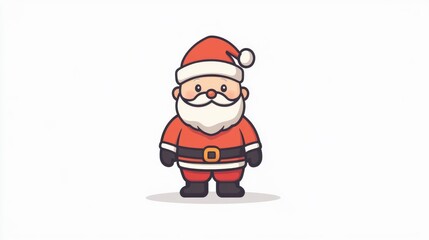 Children's drawing of Santa Claus in red coat and hat on pure white background New Year with holiday