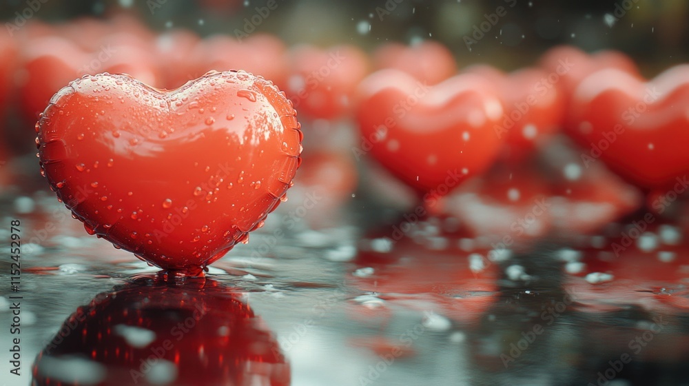 Aufkleber A heart-shaped object floats in a pool of water, perfect for use in romantic or aquatic-themed projects