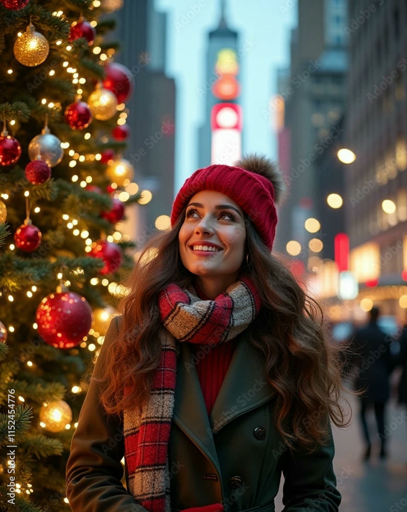 Wall mural portrait of a person in a winter night