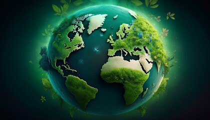 Fototapeta premium Green Earth Sustainability Roots Plants Nature Evergreen Preservation Concept Three