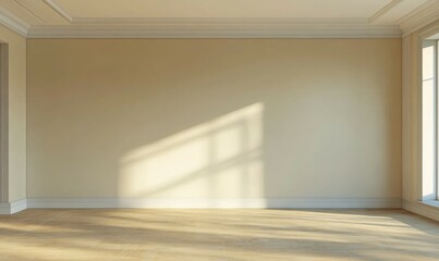 3D rendering and illustration of a modern living room interior with an empty beige wall background.