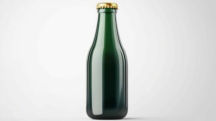 Green beer bottle isolated on white background