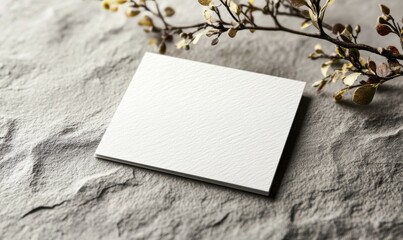 A mockup of a textured business card on a gray background. The size is 85x55mm.